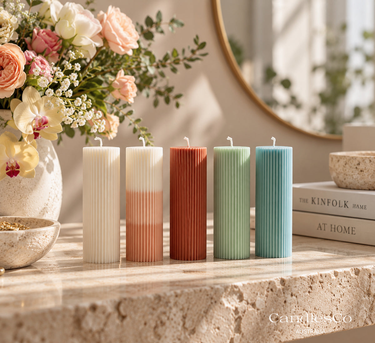 Ribbed Pillar Candle
