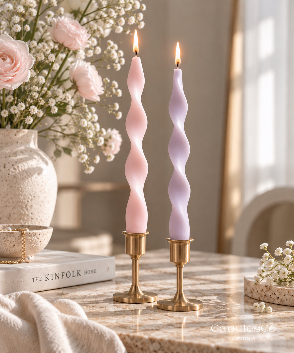 Wavy Taper Candles – Handmade Soy Wax Dinner Candles