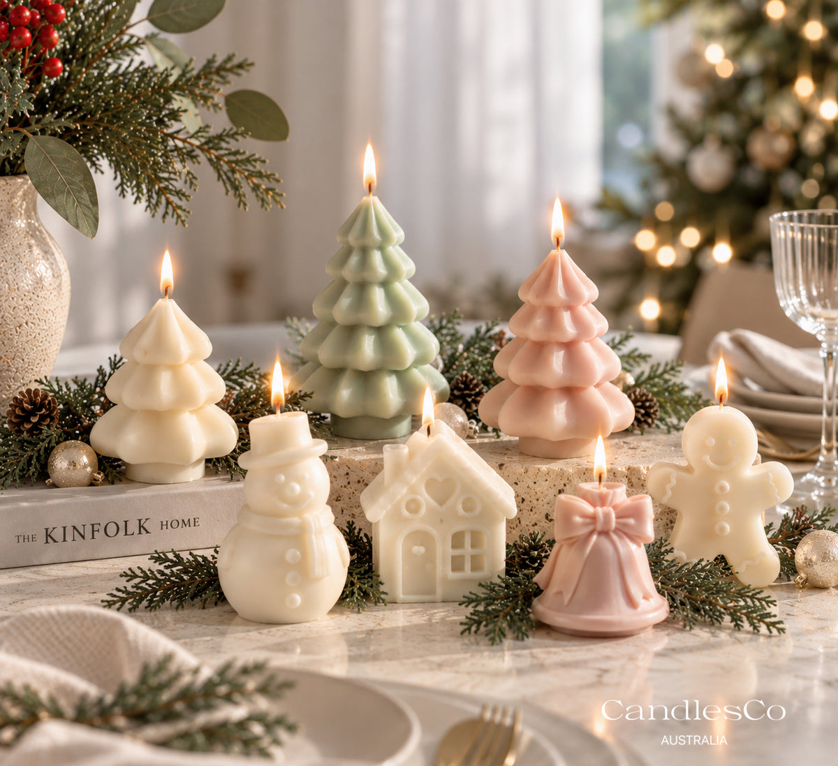 Snowy Christmas Tree Candle