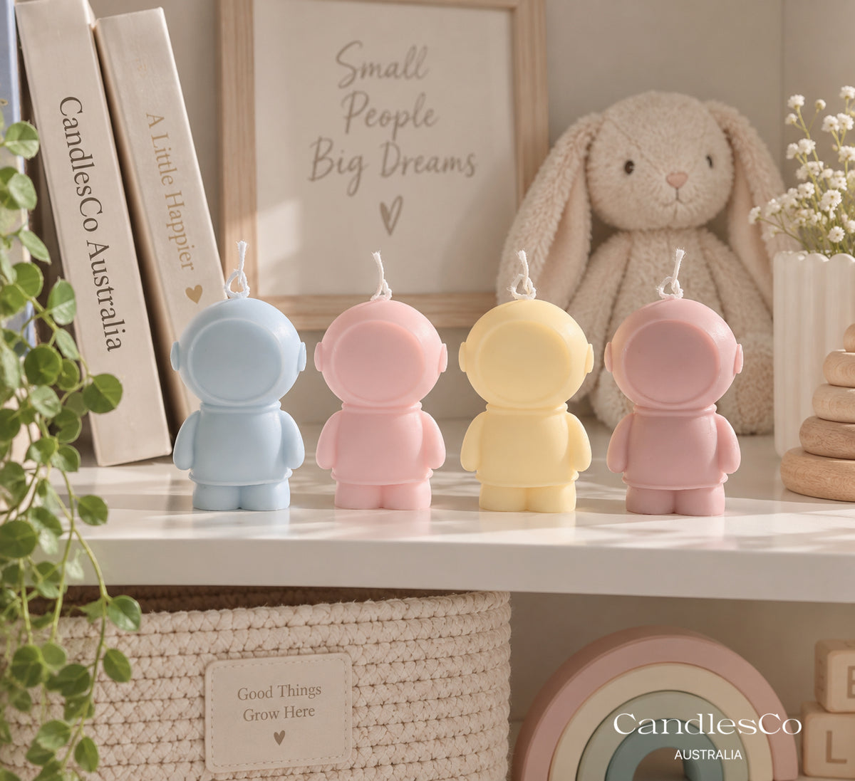 Astronaut Candle – Handmade Unscented Soy Wax Candle | Space Baby Shower Favours & Cute Gifts