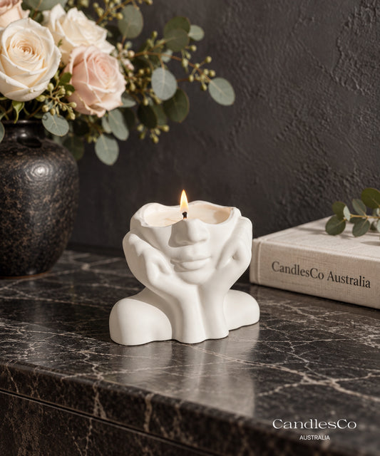 Abstract Woman Face Candle Vessel – Handmade Scented Soy Candle | Sculptural Home Décor