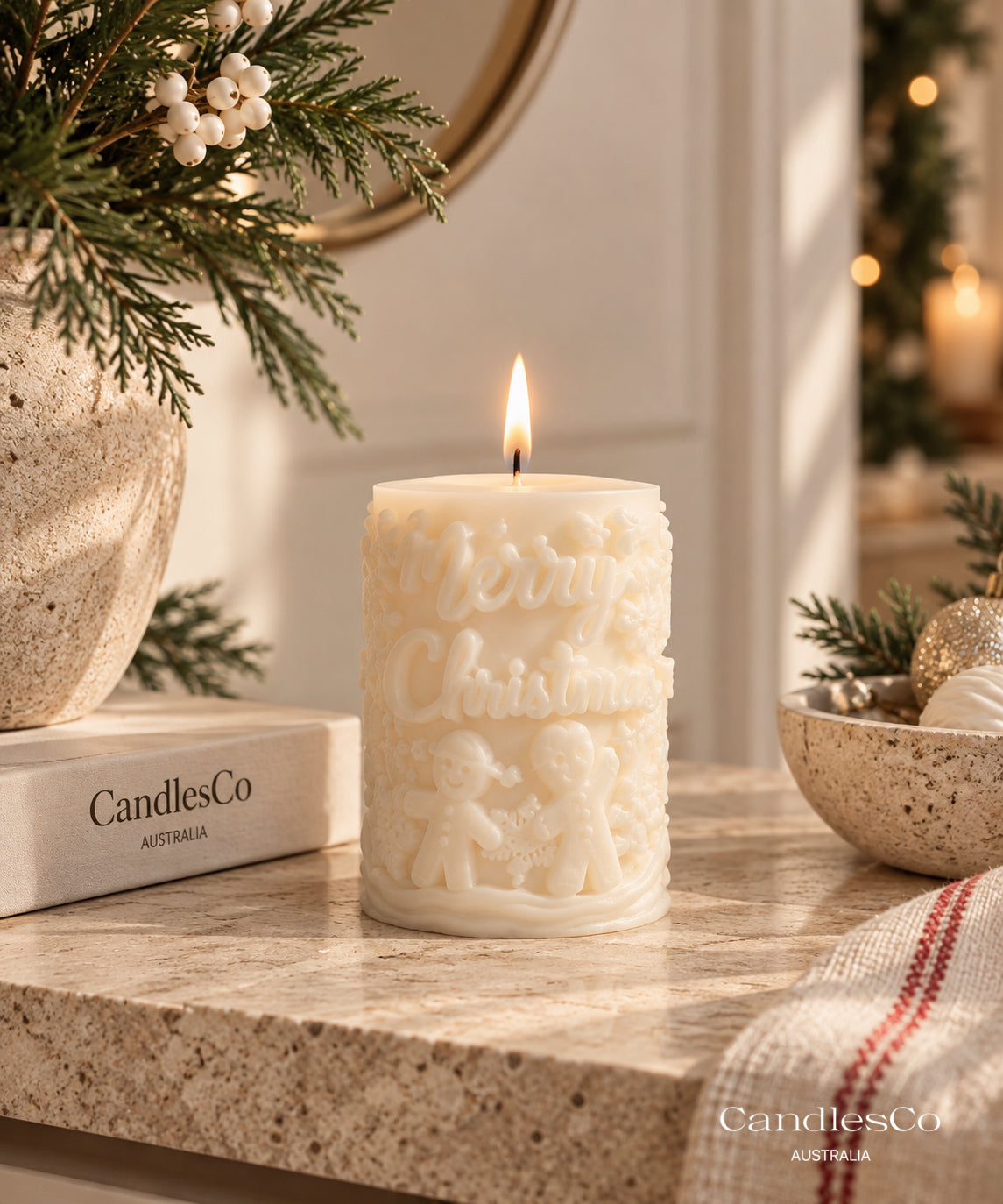 Merry Christmas Gingerbread Candle – Handmade Soy Christmas Candle