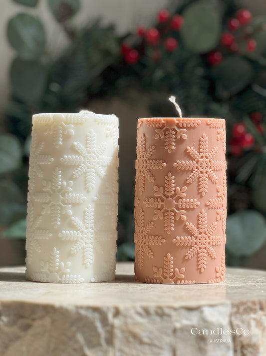 Snowflake Pillar Candle
