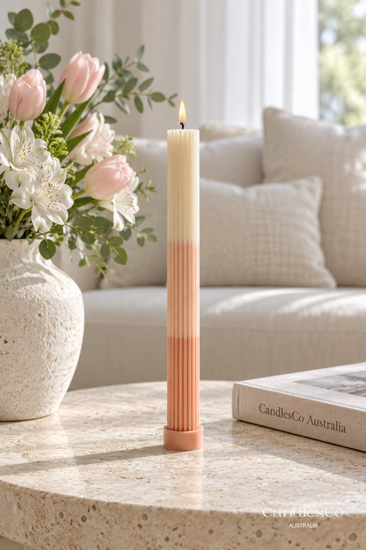 Ombre Ribbed Taper Candle – Handmade Wedding Candle | Fluted Soy Candle