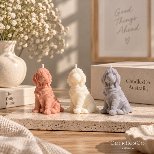 Sitting Spaniel Puppy Candle – Handmade Unscented Soy Wax Dog Candle | Cute Dog Lover Gift & Home Décor