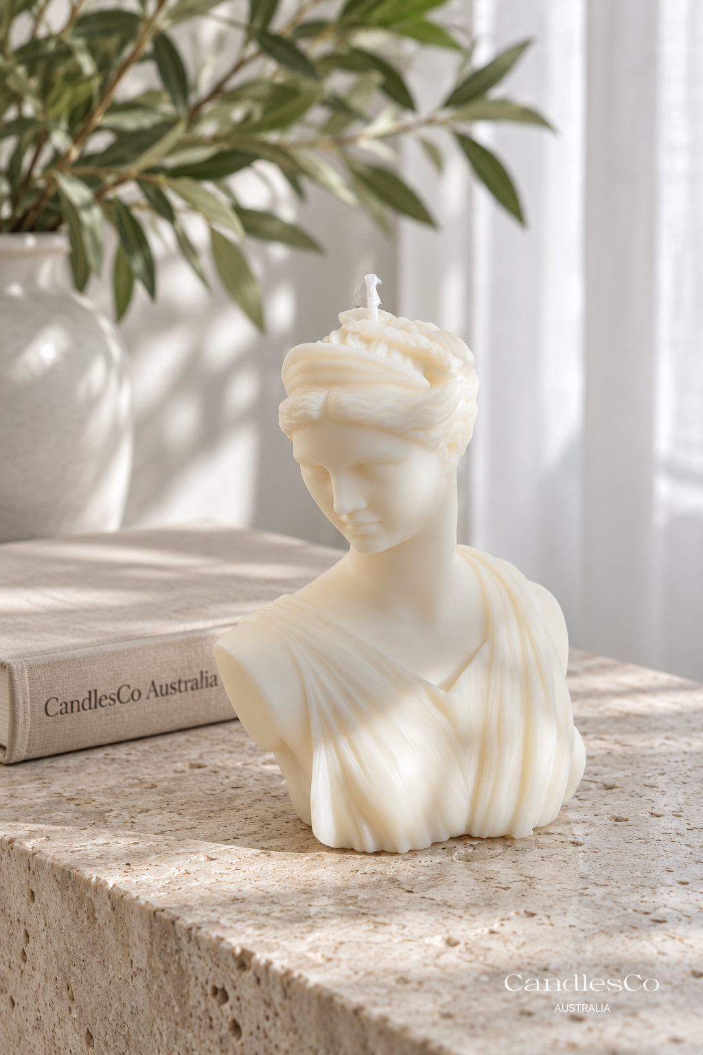 Greek Goddess Bust Candle – Handmade Sculptural Soy Candle