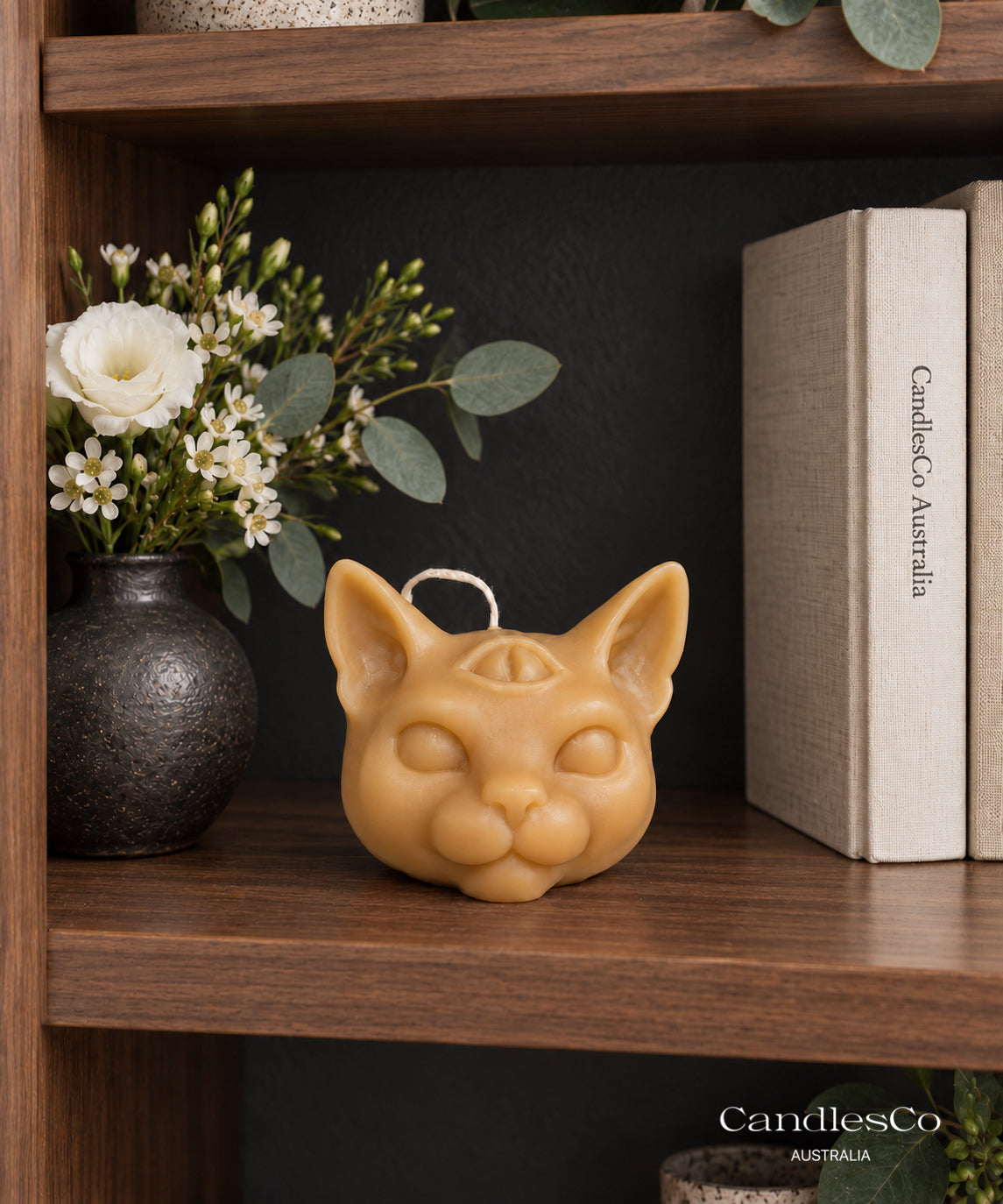 Mystical Third Eye Cat Candle – Handmade Unscented Soy Wax Candle | Spiritual Cat Sculpture & Unique Home Décor
