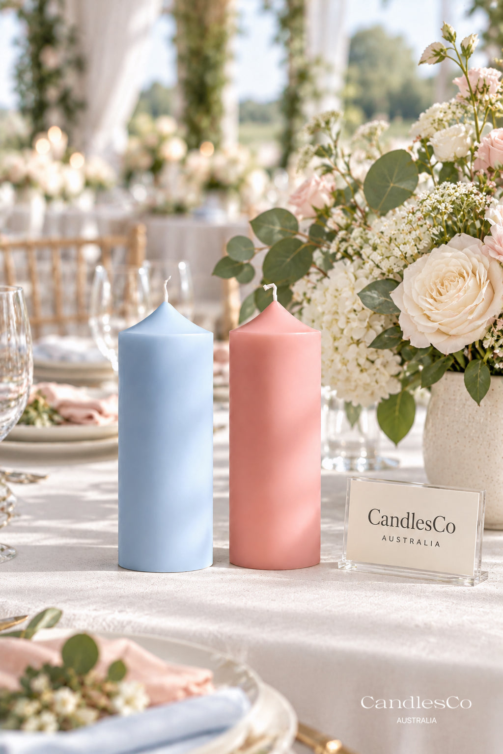 Pointed Ribbed Pillar Candle – Handmade Geometric Soy Candle