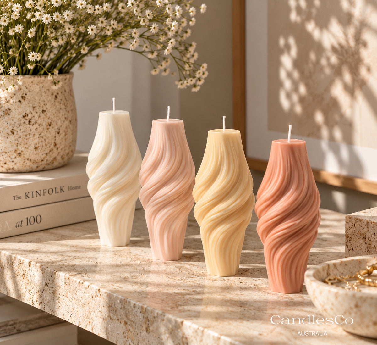 Sculpted Wave Pillar Candle