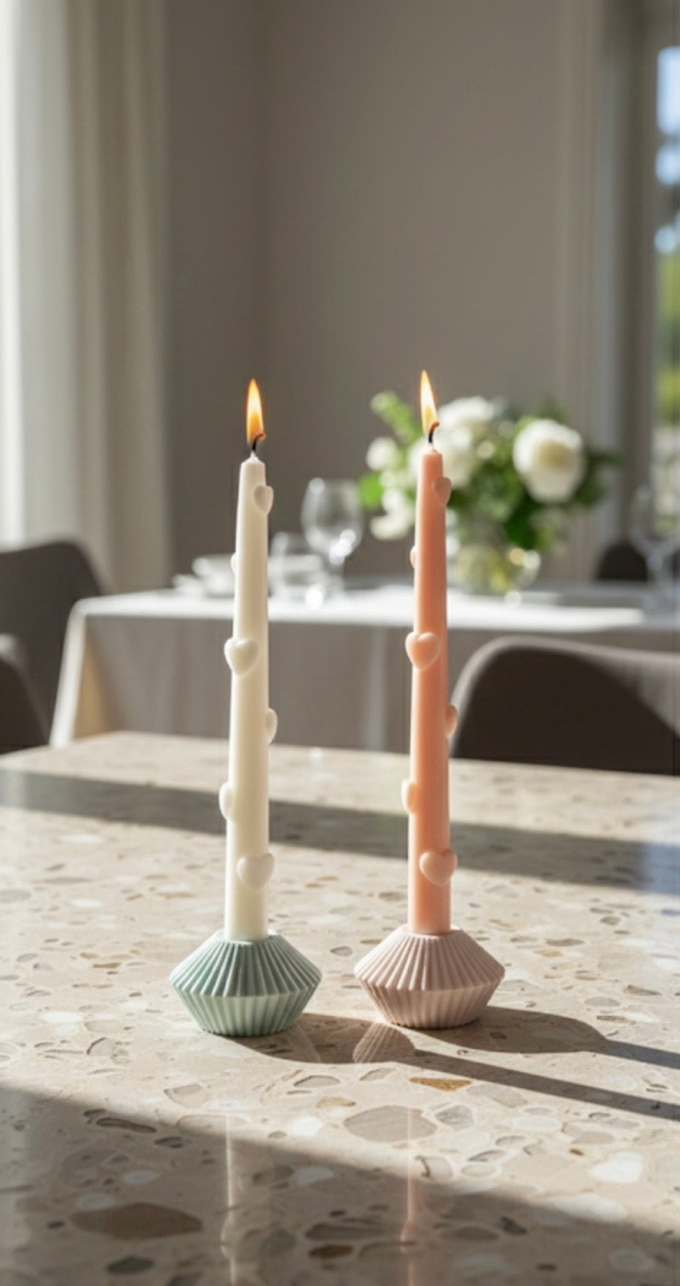 The Amour Taper | Heart-Embossed Soy Candle