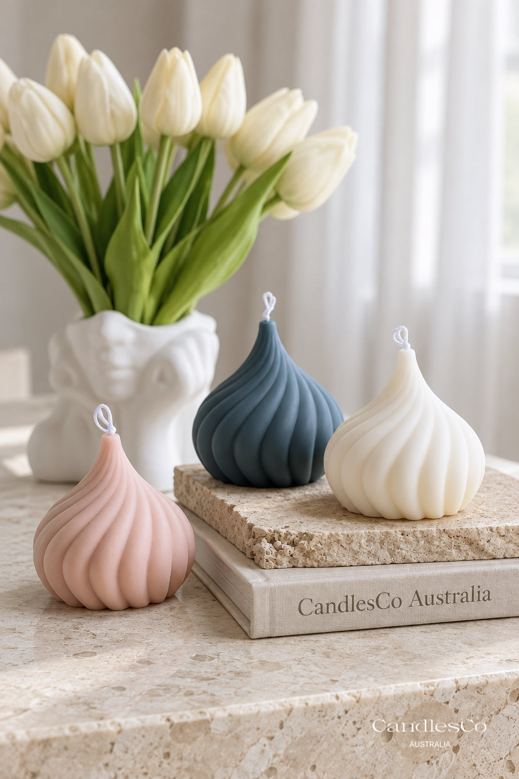 Teardrop Swirl Candle – Handmade Sculptural Soy Candle