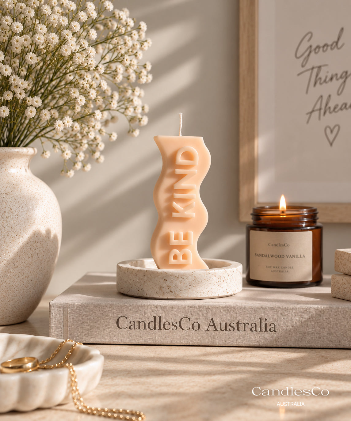 Be Kind Sculptural Candle – Handmade Unscented Soy Wax Candle | Inspirational Gift & Modern Home Décor