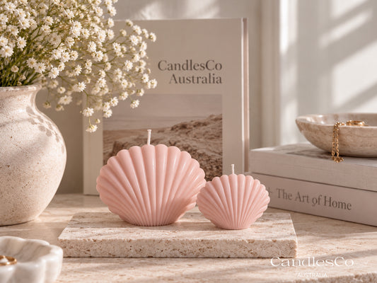 Scallop Shell Candle Set of 2 – Handmade Unscented Soy Wax Candles | Coastal Home Décor