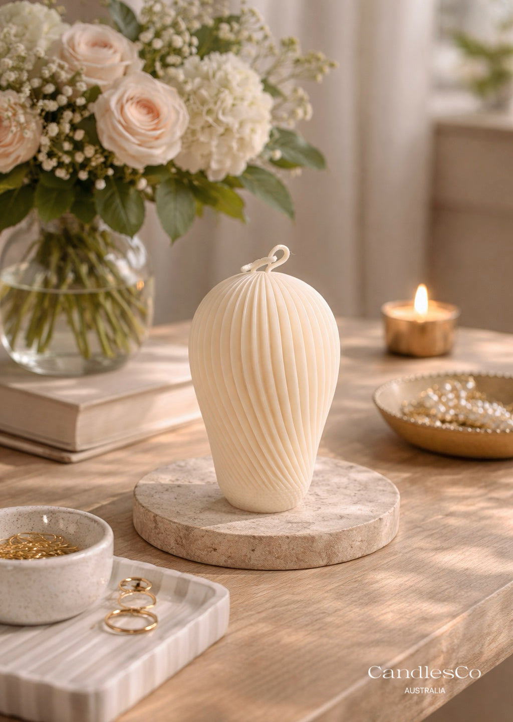 Ribbed Sculptural Candle