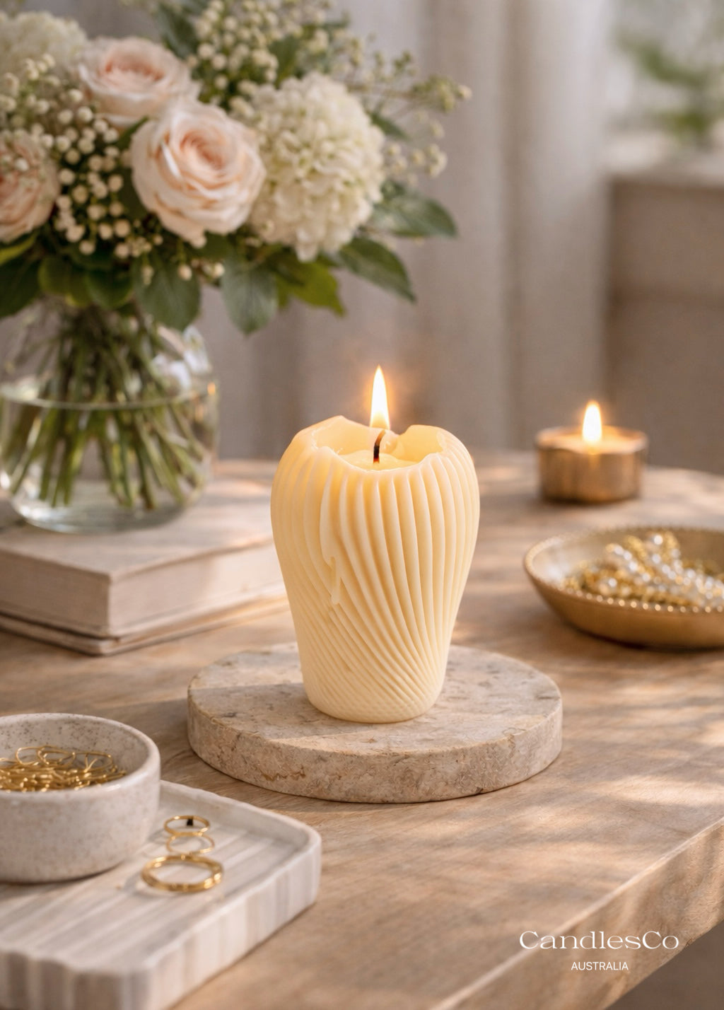 Ribbed Sculptural Candle