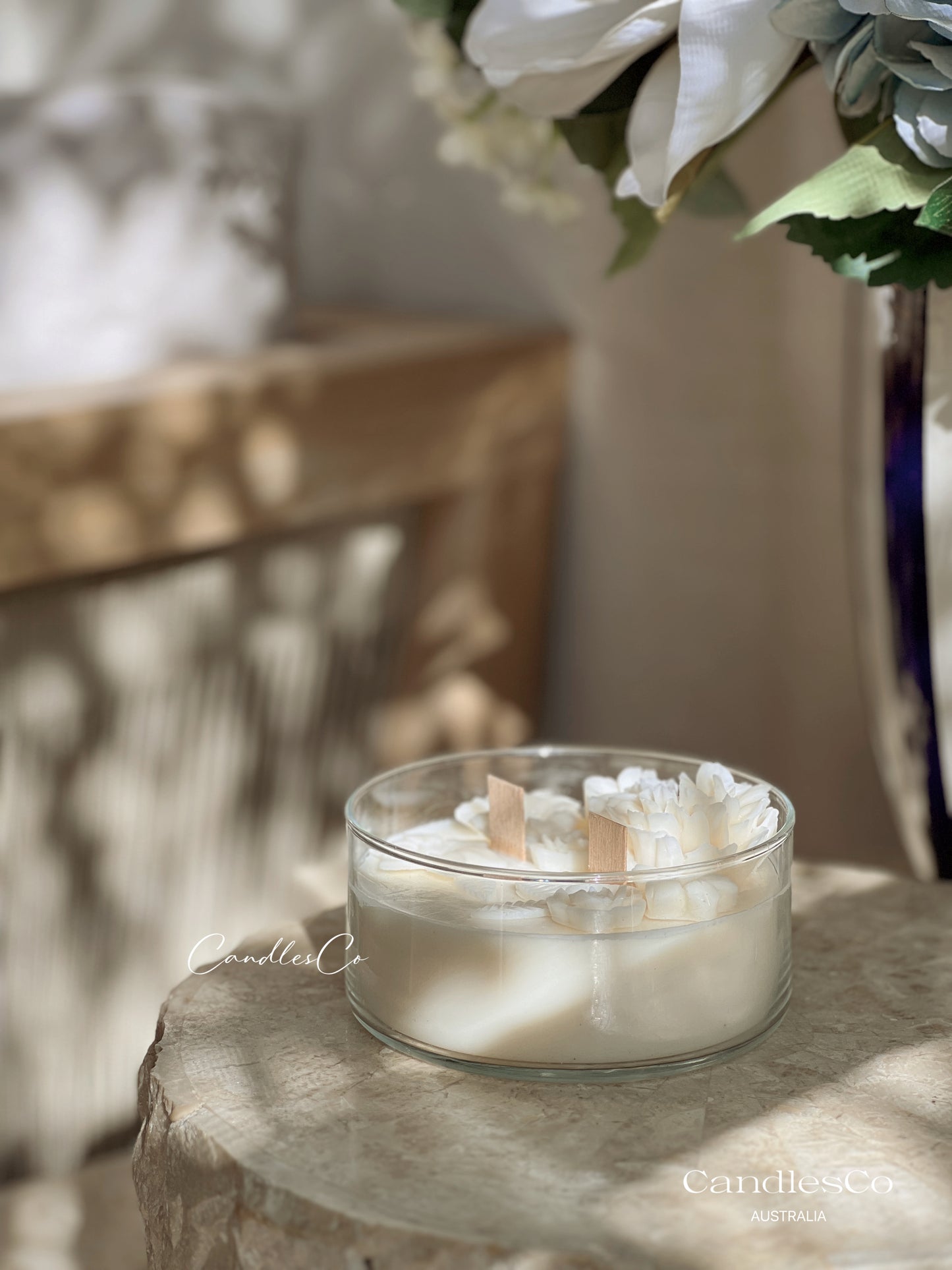 Scented Flowers In Glass Bowl