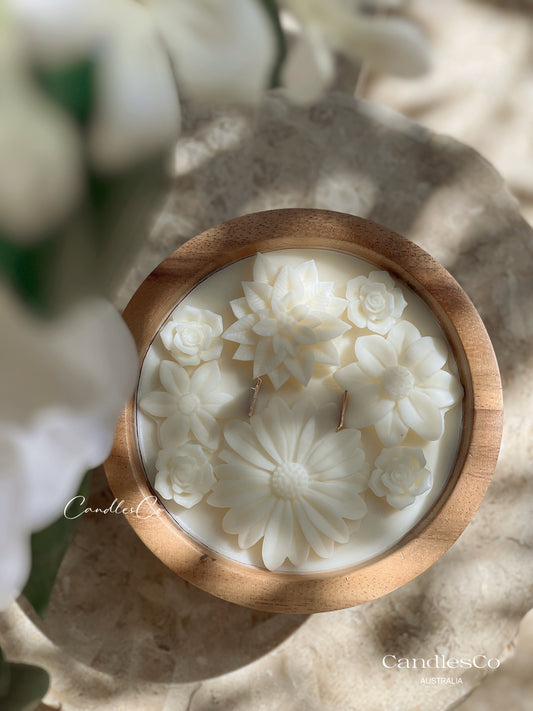 Scented Floral Wooden Acacia Bowl